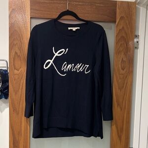 Ann Taylor LOFT Navy L'Amour Long Sleeve Sweater Top